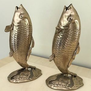 HOME DECOR BRASS FISH BOOKENDS